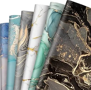 12 Sheet Marble Wrapping Paper 6 Designs Colorful Gift Wrap