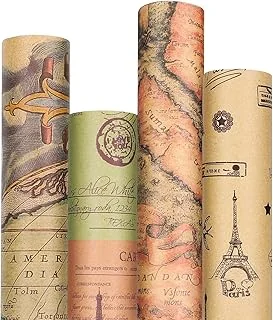 Vintage World Map Wrapping Paper - Not Roll - Retro Famous