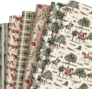 12 Sheets Western Horse Wrapping Paper - Not Roll - Vintage