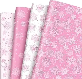 8 Sheets Winter Snowflake Wrapping Paper - Not Roll - Pink