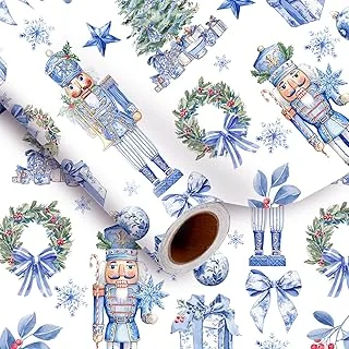 Christmas Wrapping Paper -Mini Roll- 17 In x 32.8 Ft Blue